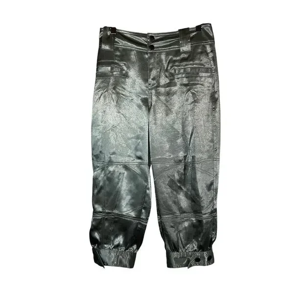 Free people light green satin cropped pant size 2 4 - Picture 2 of 12